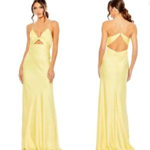 Ieena for Mac Duggal Yellow Twist Front Gown Size 8